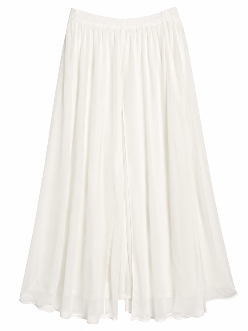 Lulu's White Chiffon Maxi Skirt with Side Slit
